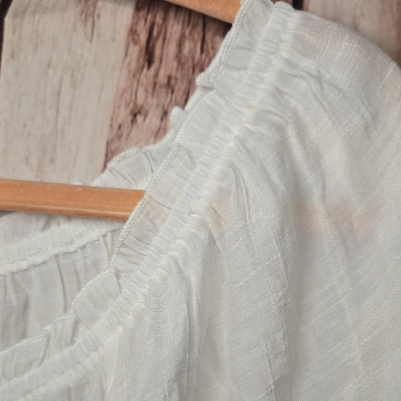 Mlle Gabrielle White Peasant Blouse with Multicolor Pom Poms Womens XL - Picture 6 of 9